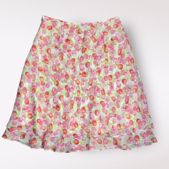 Pierre Cardin Y2K Cherry Print Lined Midi Skirt Womens Size 6P Multicolor - Picture 5 of 8